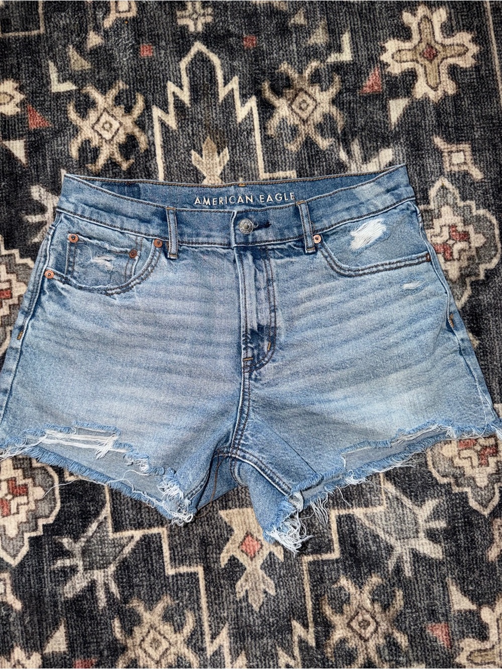 American Eagle Outfitters Light Blue Distressed Denim Shorts